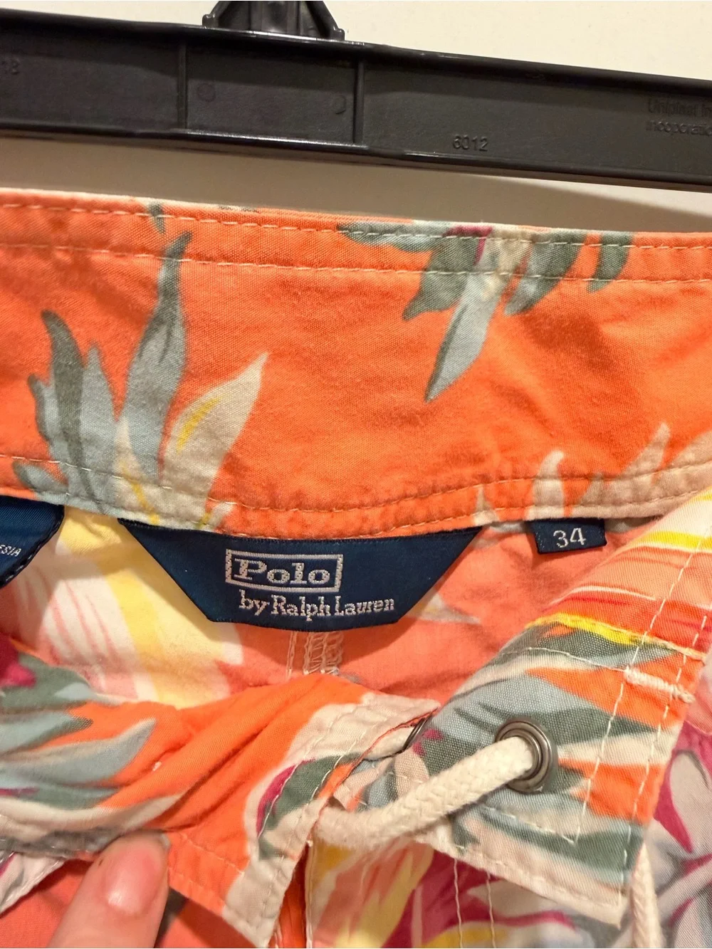 Polo Ralph Lauren Board Shorts Size 34 Orange Floral Hawaiian Swim